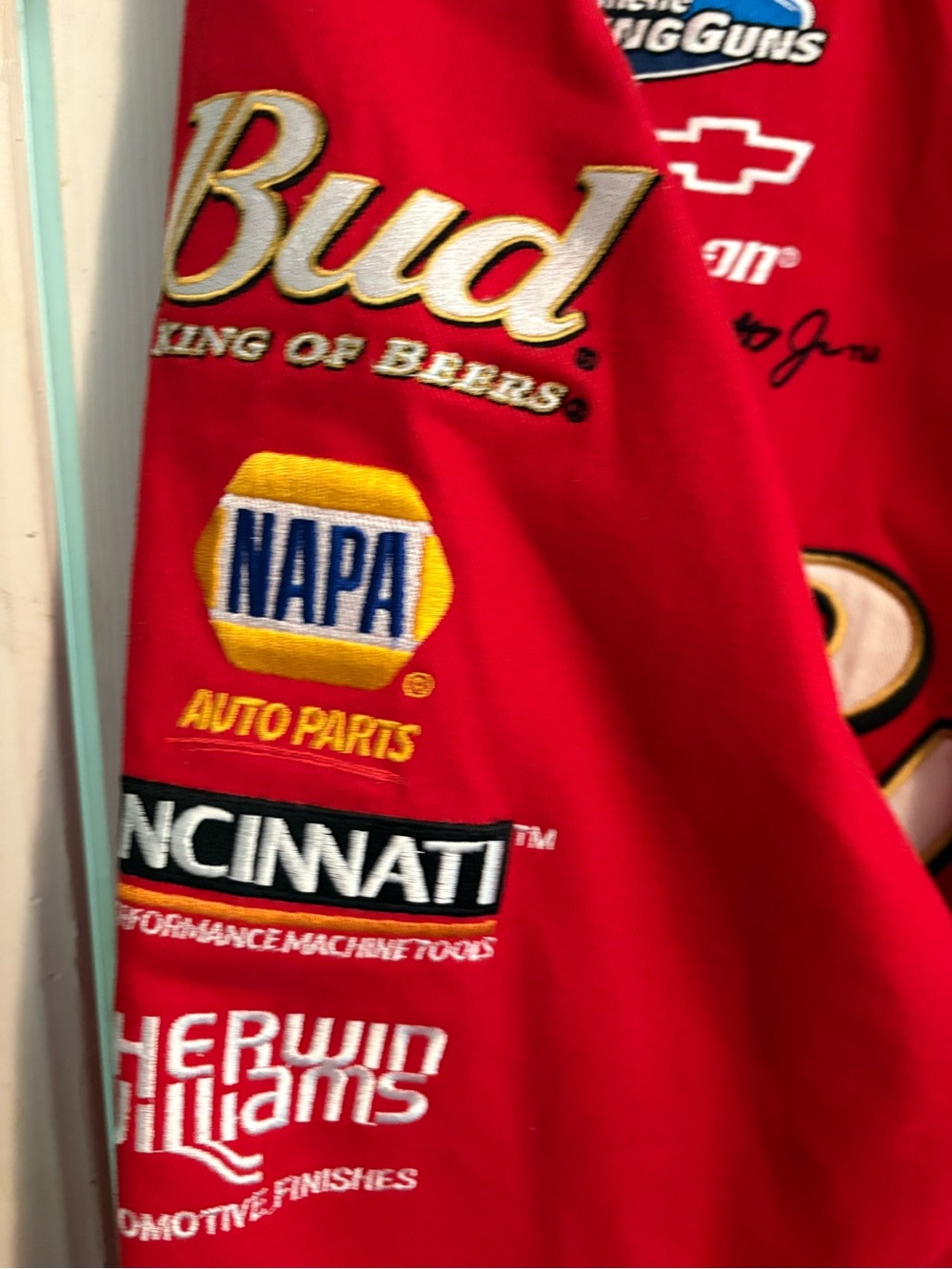Budweiser Red Racing Patch Bomber Jacket - Picture 7 of 9